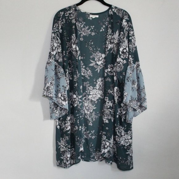 Maurices Floral Bell Sleeve Kimono Top H11345 - Picture 2 of 8